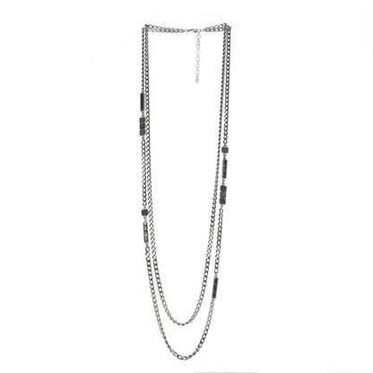 Chanel Crystal Baguette Stone Multi Strand Necklace Silver 4 of 7