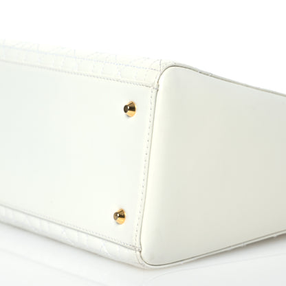 Christian Dior Glazed Calfskin Cannage Medium Lady Dior White 10 of 23