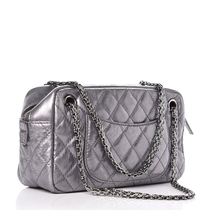 Chanel Metallic Aged Calfskin Quilted Medium Reissue Camera Case Dark Silver 3 of 9