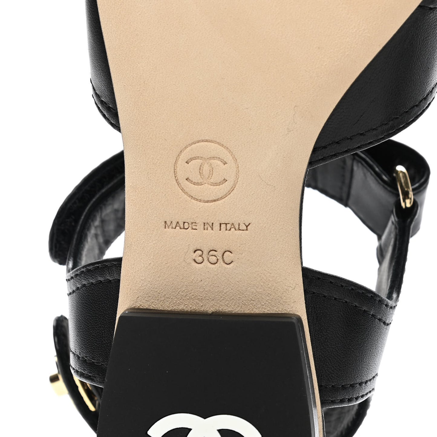 Lambskin Logo CC Turnlock Sandals 36 Black