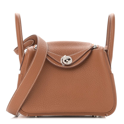 Hermes Taurillon Clemence Mini Lindy 20 Gold 1 of 11