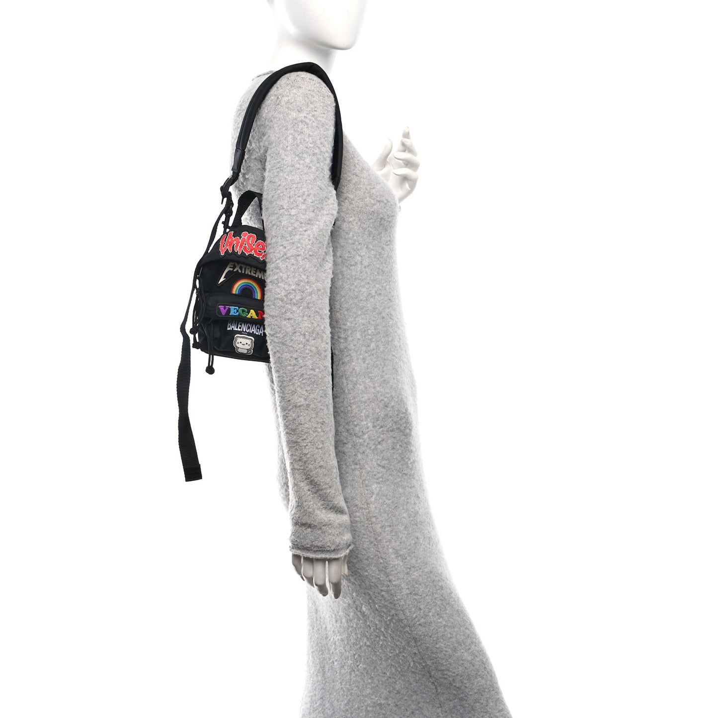 Recycled Casual Nylon Gamer Patches Mini Crossbody Backpack Black