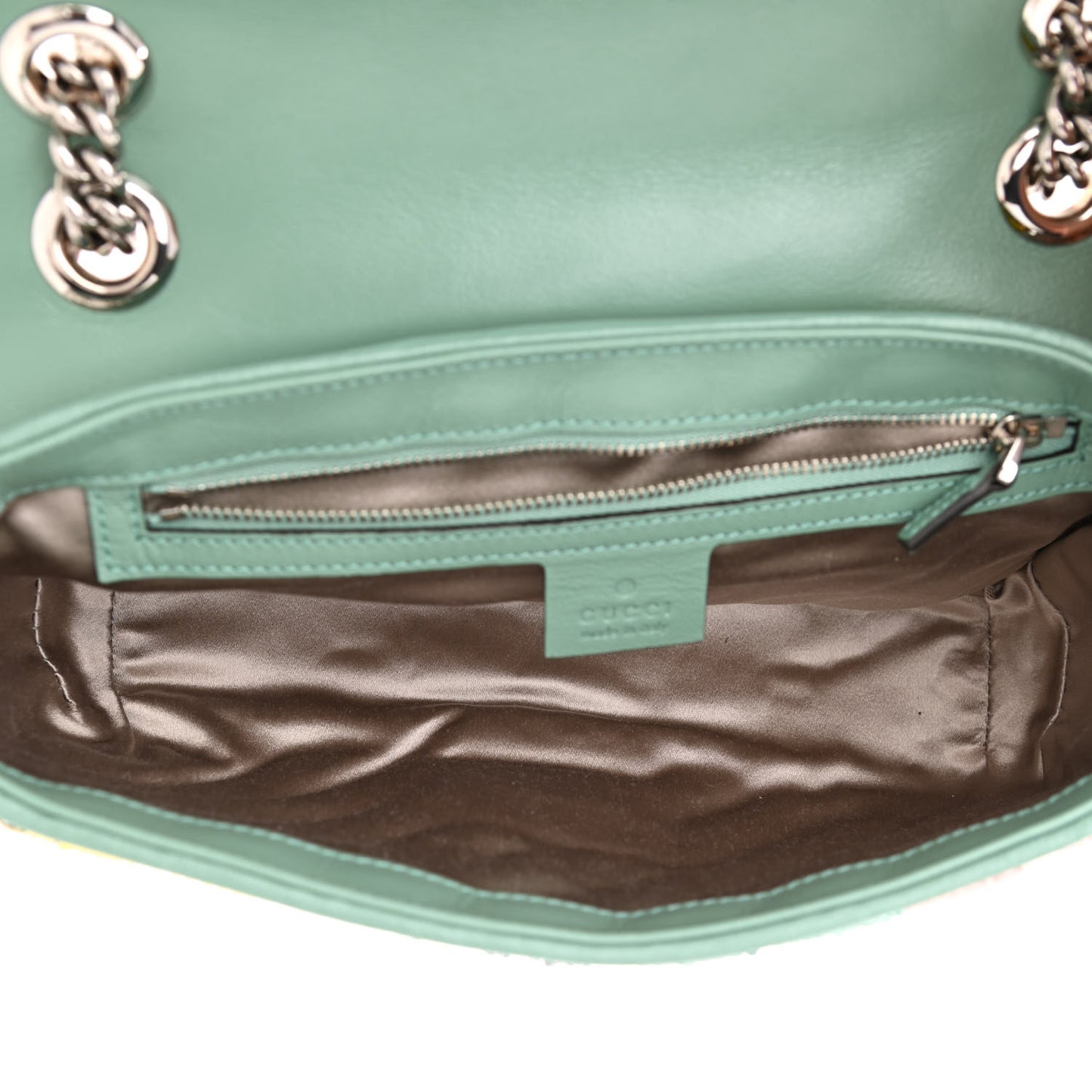 Sequin Satin Calfskin Matelasse Diagonal Small GG Marmont Shoulder Bag Grigio Argento Verde Chiaro Rosa Giallo Light Water Green