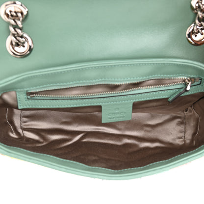 Gucci Sequin Satin Calfskin Matelasse Diagonal Small GG Marmont Shoulder Bag Grigio Argento Verde Chiaro Rosa Giallo Light Water Green 5 of 8