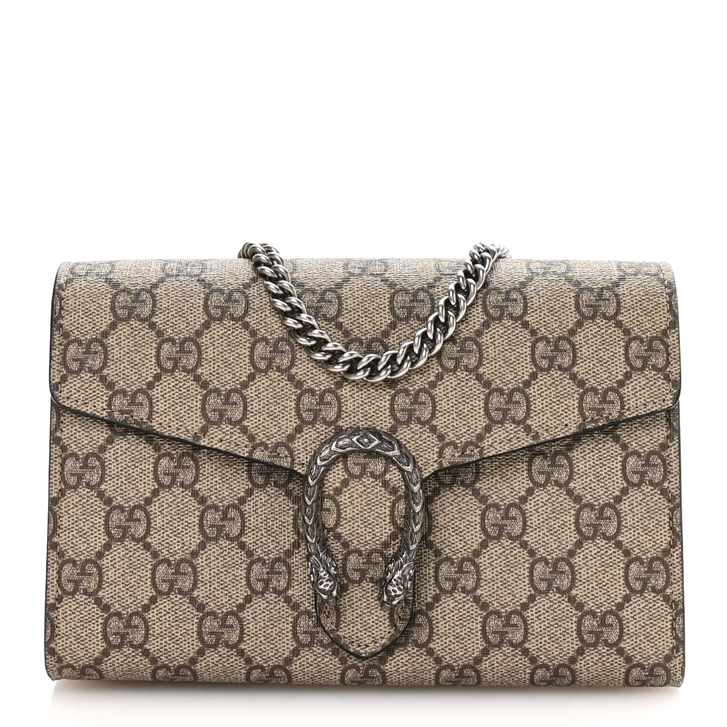 Gucci GG Supreme Monogram Mini Dionysus Chain Wallet Beige Black 1 of 11