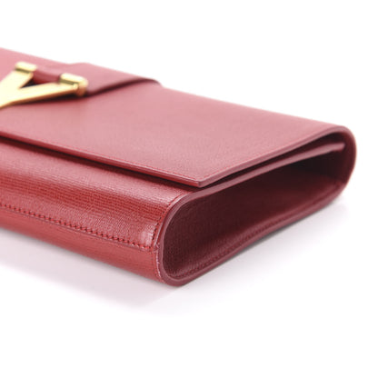 Saint Laurent Textured Calfskin Classic Y Ligne Clutch Red 7 of 9