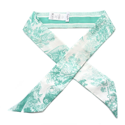 Christian Dior Silk Toile De Jouy Mitzah Scarf Green 1 of 5