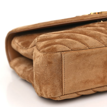 Saint Laurent Suede Matelasse Chevron Monogram Medium College Bag Cinnamon 7 of 8