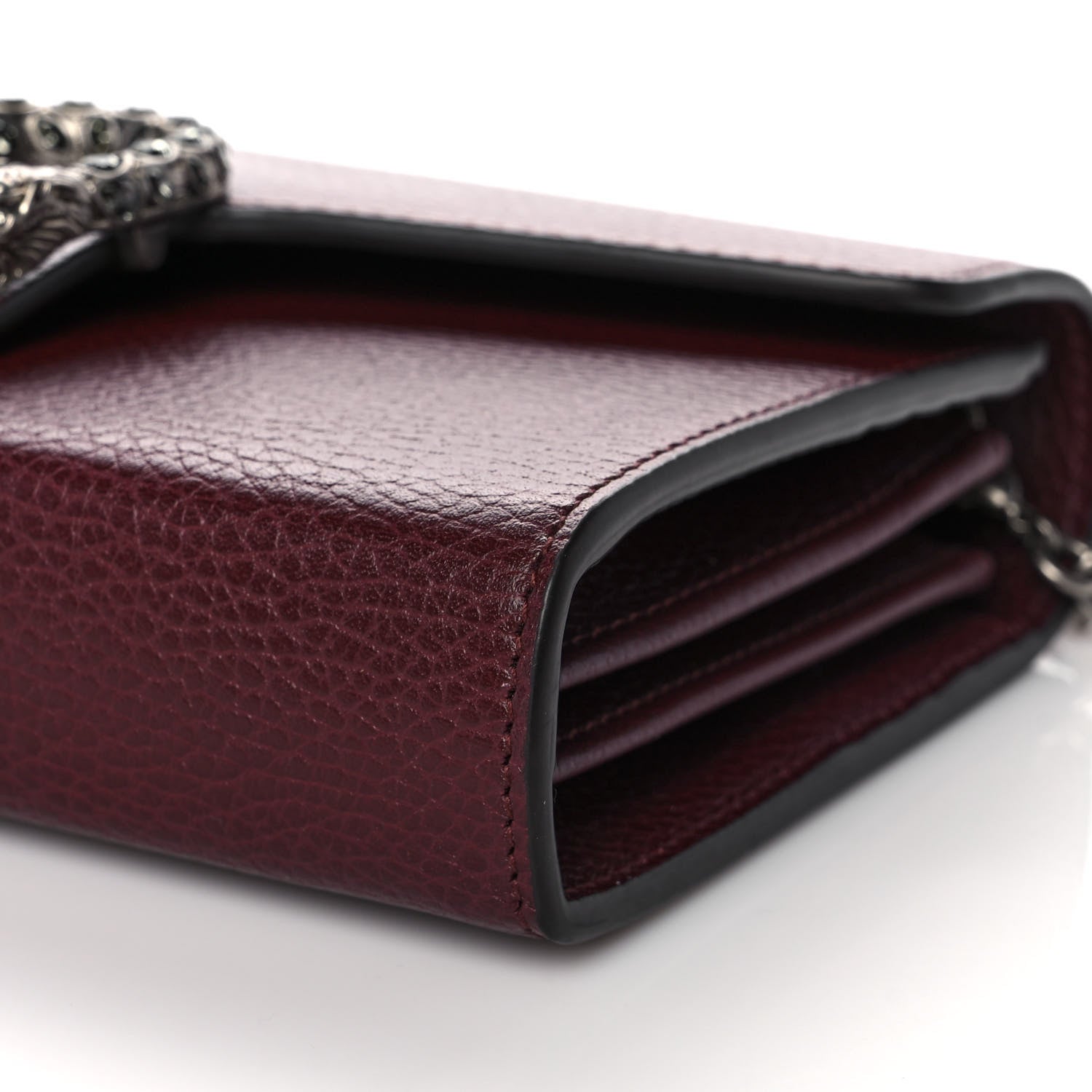Gucci Dollar Calfskin Crystal Mini Dionysus Chain Wallet Vintage Bordeaux 8 of 9