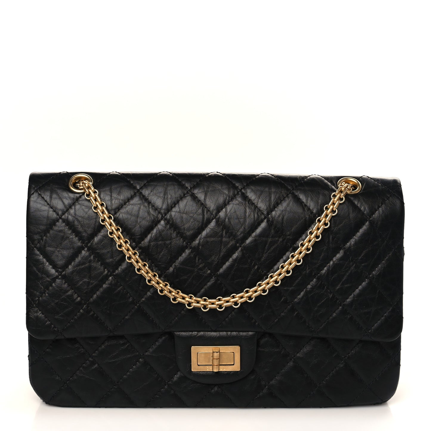 Aged Calfskin Quilted 2.55 Reissue 227 Flap Black