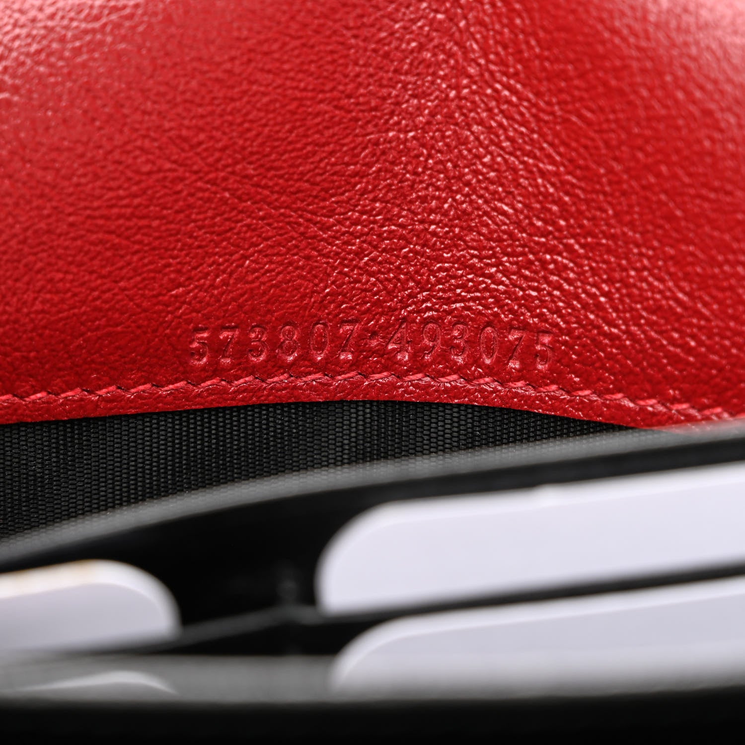 Gucci Vintage Effect Calfskin Matelasse Diagonal Torchon GG Marmont Chain Wallet Black Romantic Cherry 7 of 12
