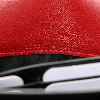 Gucci Vintage Effect Calfskin Matelasse Diagonal Torchon GG Marmont Chain Wallet Black Romantic Cherry 7 of 12