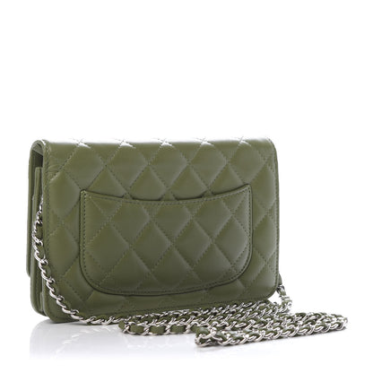 Chanel Lambskin Quilted Wallet On Chain WOC Green 3 of 10