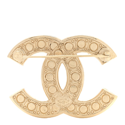 Chanel Metal Crystal Graduated Pearl CC Brooch Gold 3 of 5