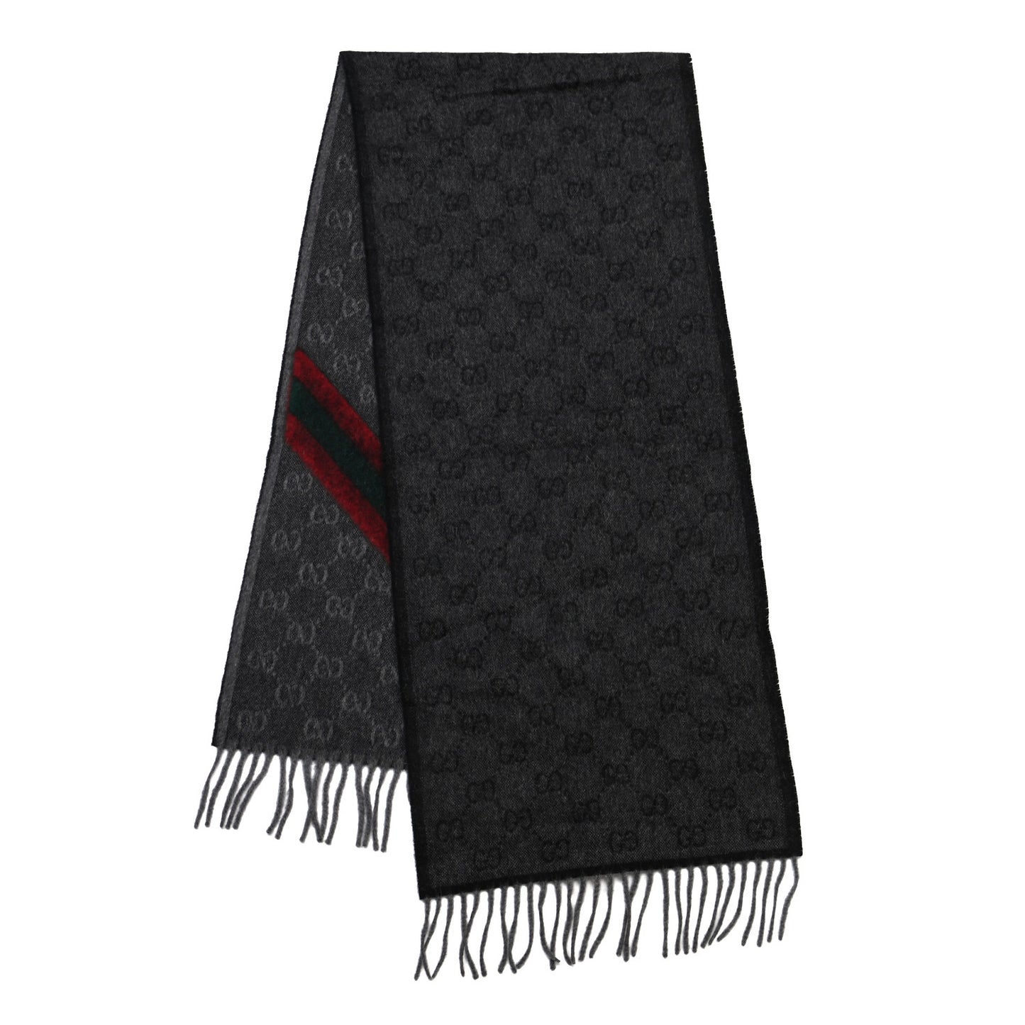 Wool Angora Monogram Web New Nikky Scarf Lead Dark Green