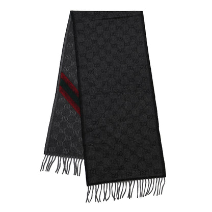 Gucci Wool Angora Monogram Web New Nikky Scarf Lead Dark Green 2 of 3