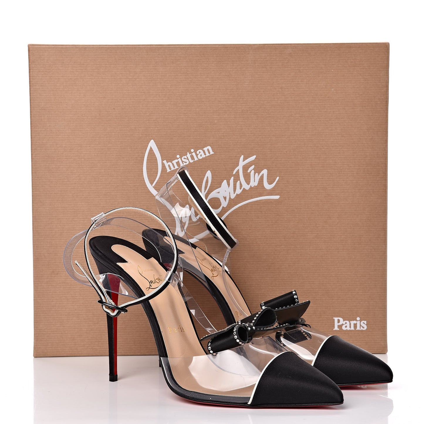 Satin Patent PVC Naked Bow 100 Pumps 41 Black