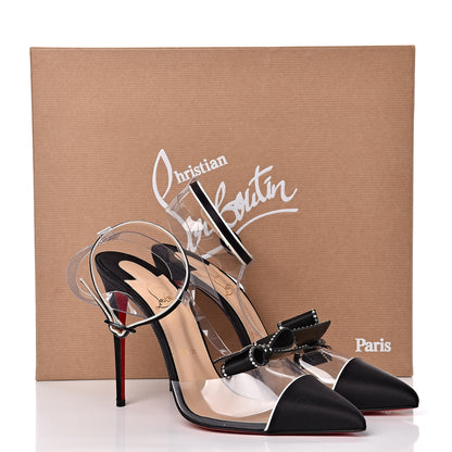 Christian Louboutin Satin Patent PVC Naked Bow 100 Pumps 41 Black 9 of 9