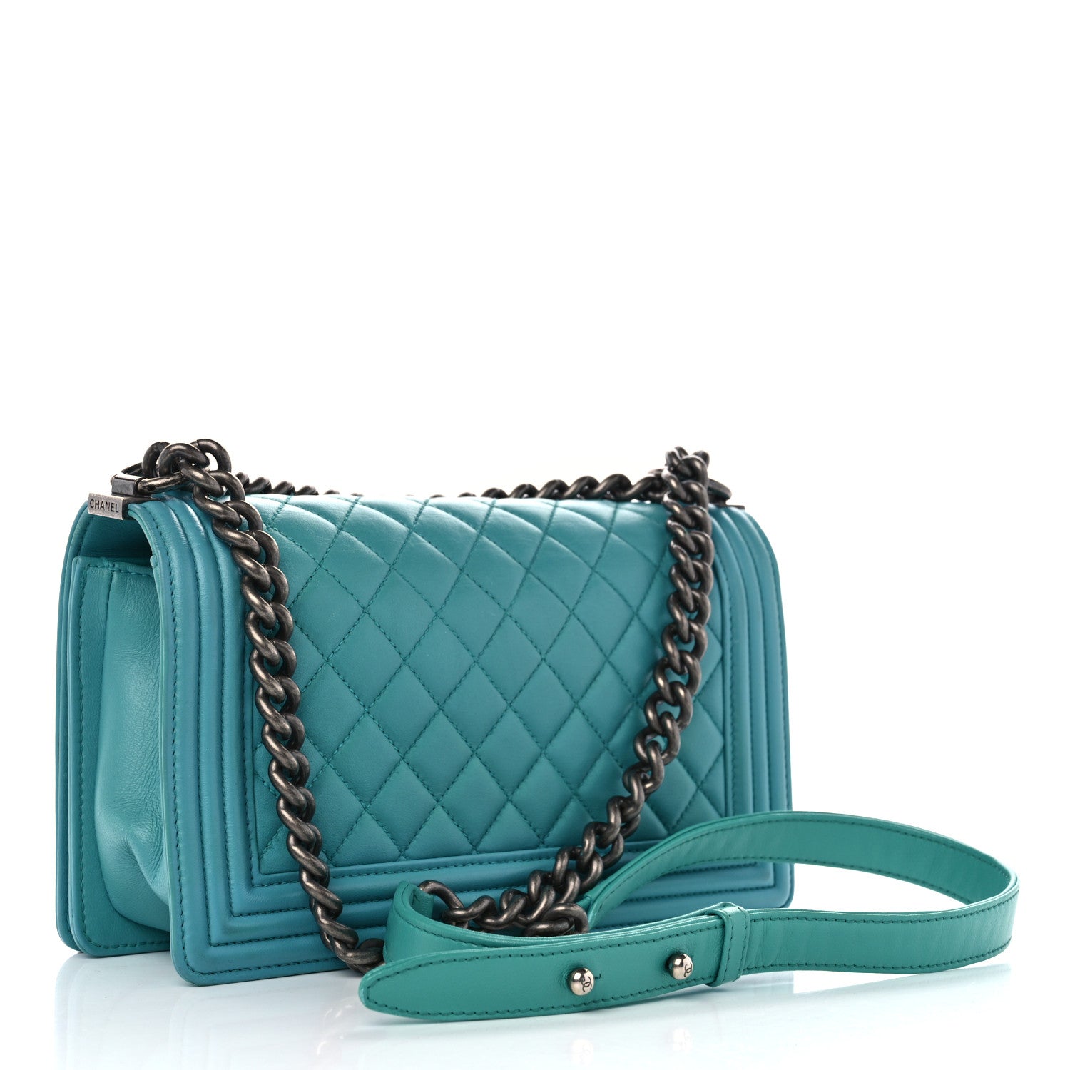 Chanel Calfskin Quilted Medium Boy Flap Turquoise 3 of 12