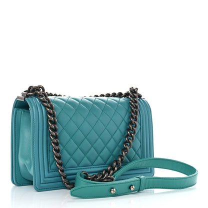 Chanel Calfskin Quilted Medium Boy Flap Turquoise 3 of 12