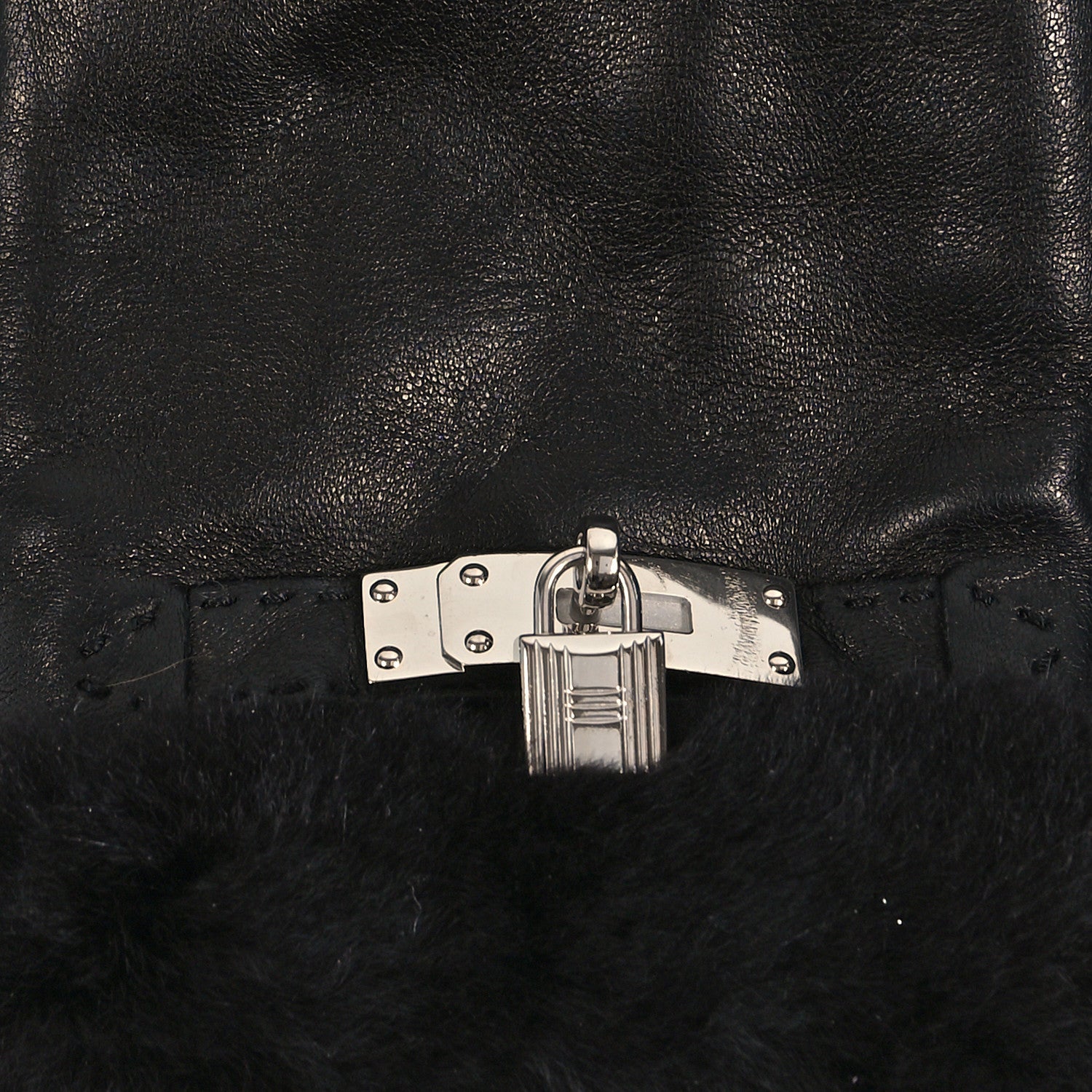 Hermes Lambskin Cashmere Mink Princesse Gloves 7 Black 4 of 4