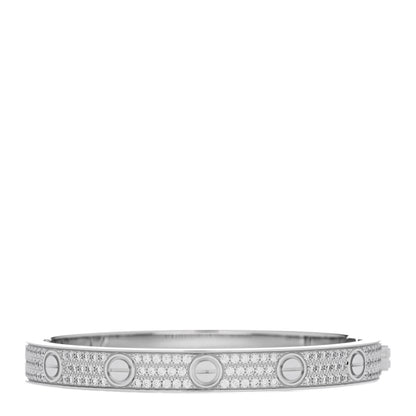 Cartier 18K White Gold Diamond LOVE Paved Bracelet 16 2 of 8
