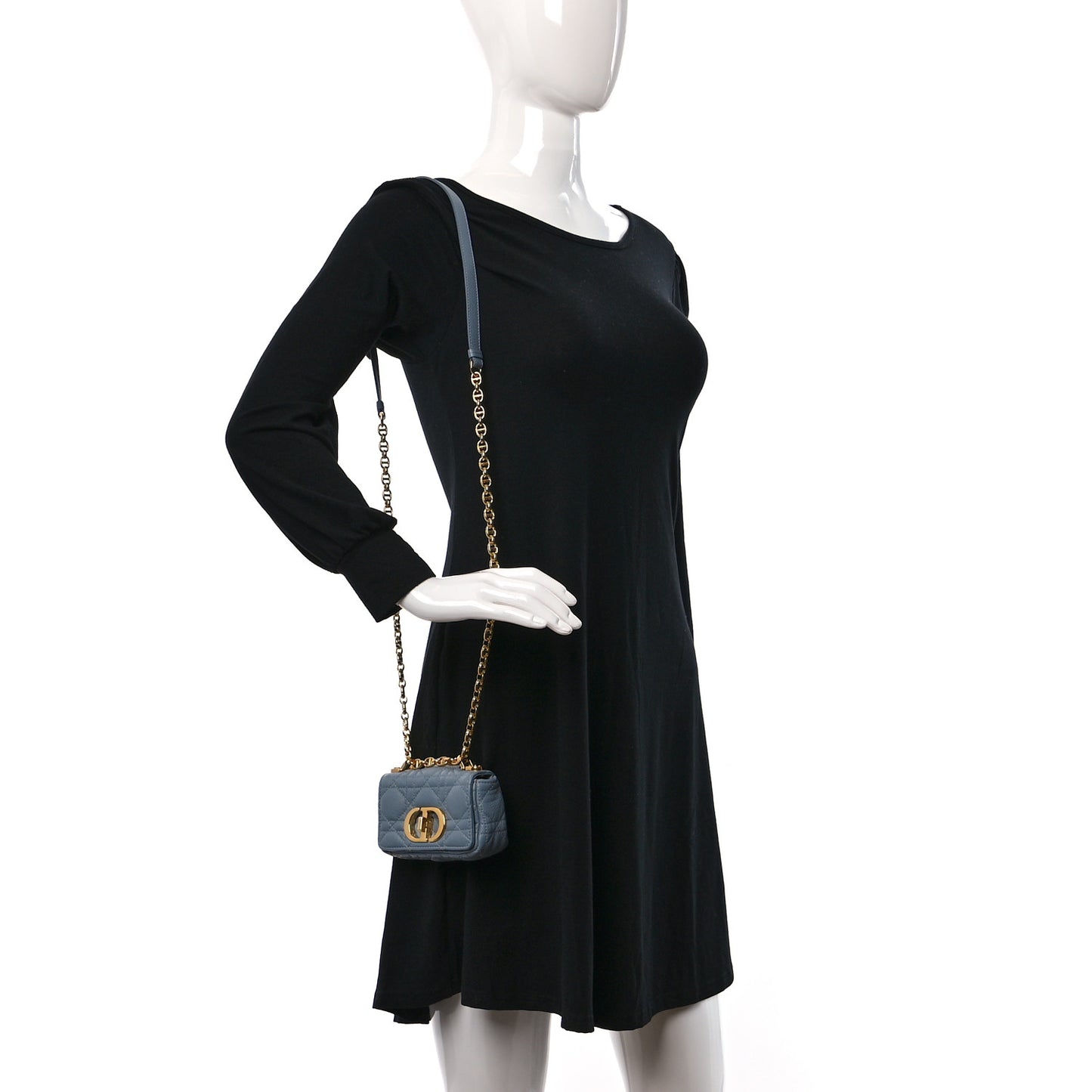 Supple Calfskin Cannage Micro Caro Bag Cloud Blue