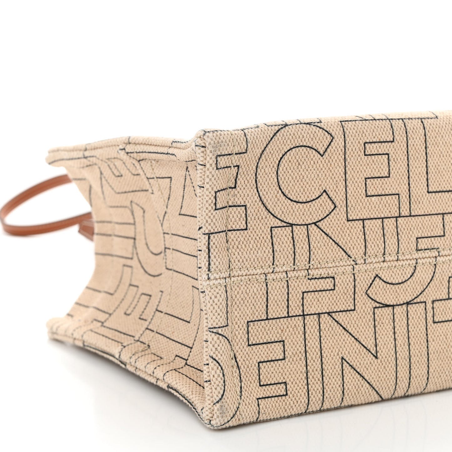 Canvas Calfskin All Over Print Small Cabas Thais Natural Tan