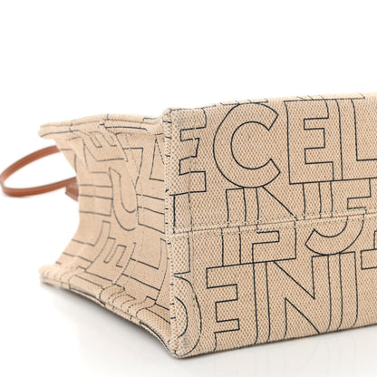 Celine Canvas Calfskin All Over Print Small Cabas Thais Natural Tan 8 of 9