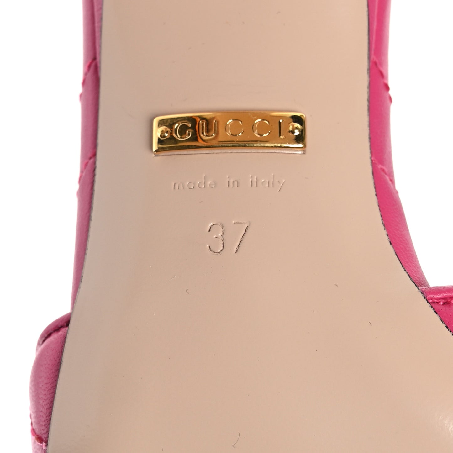 Nappa Matelasse GG Marmont 75mm Slide Sandals 37 Box Pink