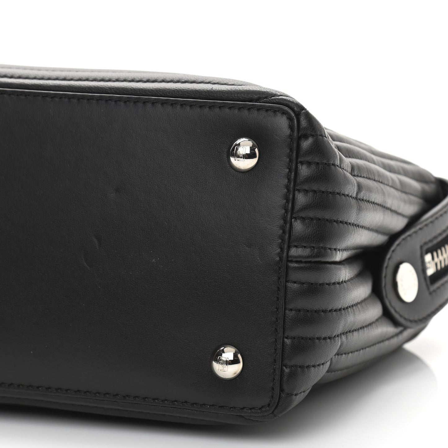 Shiny Nappa Trapuntata Chain Small DotCom Click Chain Satchel Black