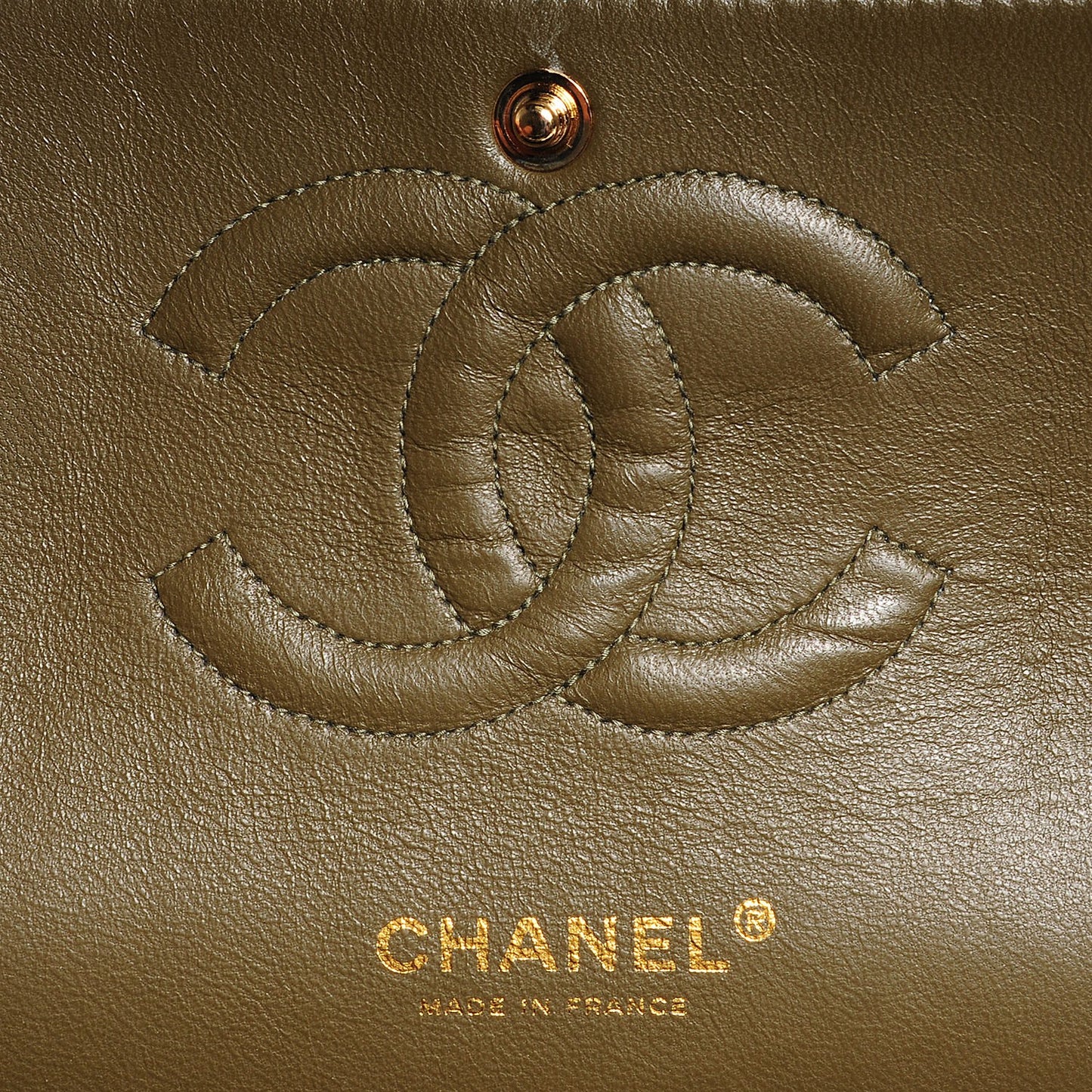 Lambskin Quilted Medium Double Flap Green