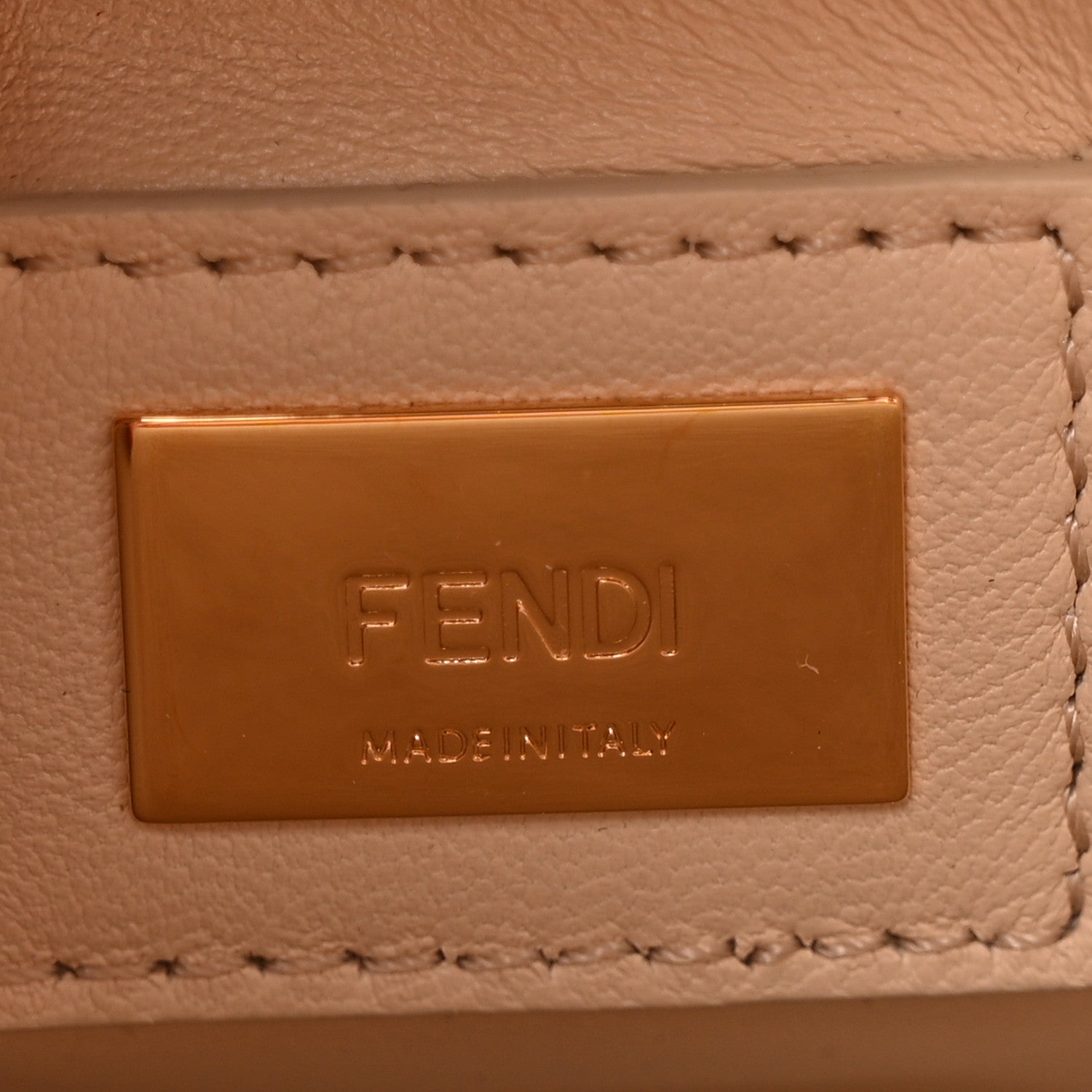 Fendi Calfskin Crocodile Mini Peekaboo Iconic Satchel Camelia