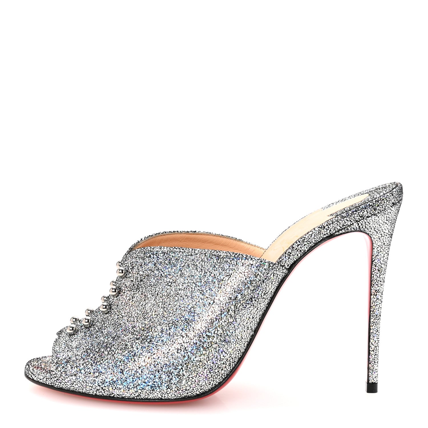 Christian Louboutin Nappa Mica PVC Glitter Predumule 100 Pumps 39 Silver 1 of 9