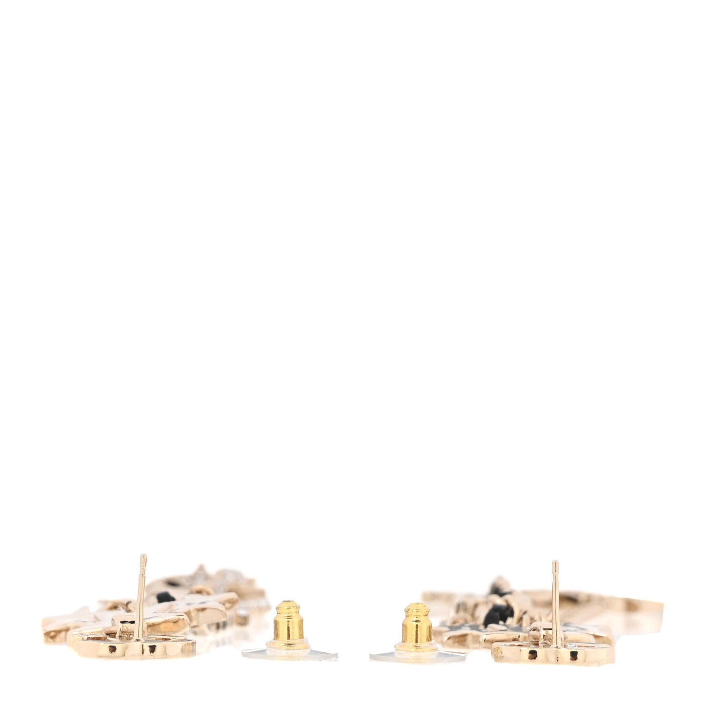 Crystal Lambskin CC Star Drop Earrings Gold
