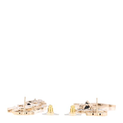 Chanel Crystal Lambskin CC Star Drop Earrings Gold 3 of 5