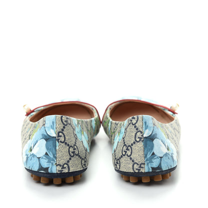Gucci GG Supreme Monogram Blooms Ballet Flats 40 Beige Blue Navy Hibiscus Red 7 of 10