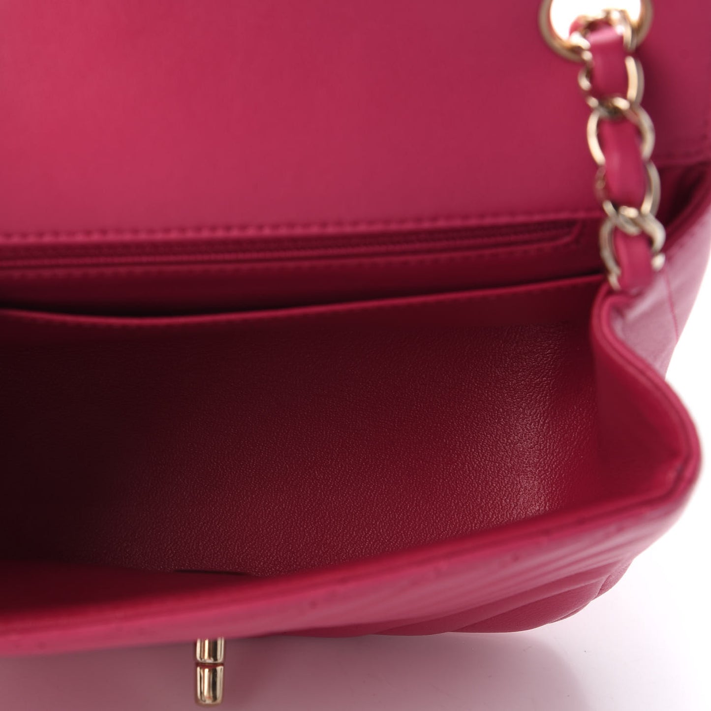 Lambskin Chevron Quilted Mini Square Flap Fuchsia