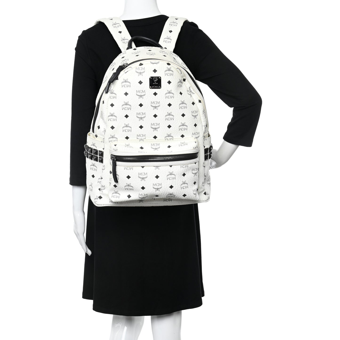 Visetos Medium Side Studs Stark Backpack White
