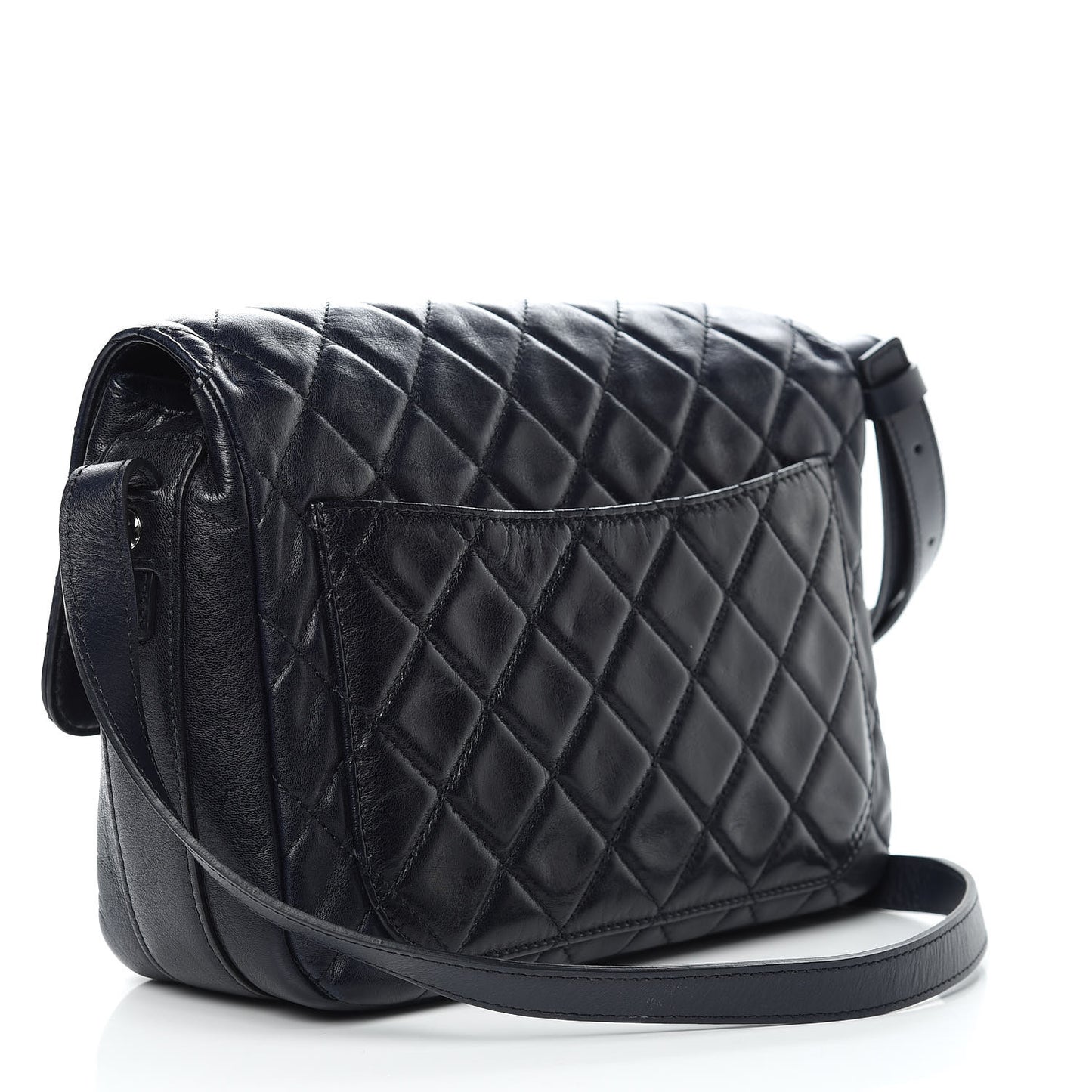 Lambskin Quilted Messenger Bag Dark Navy