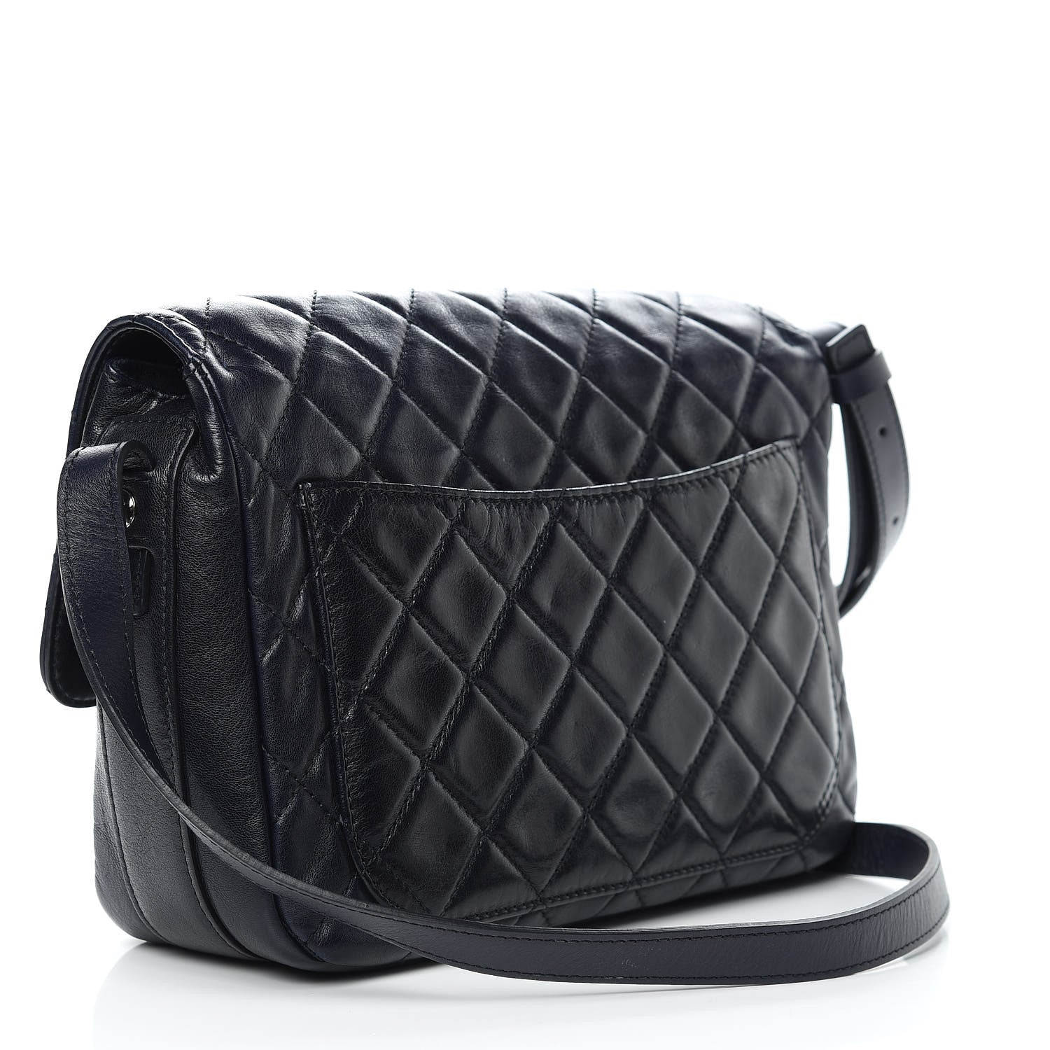 Chanel Lambskin Quilted Messenger Bag Dark Navy 3 of 13