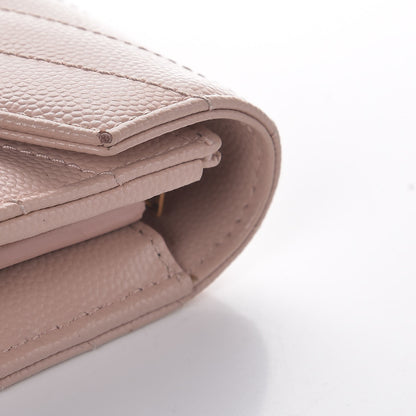 Saint Laurent Grain De Poudre Matelasse Chevron Monogram Wallet Pale Pink 11 of 12