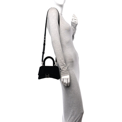 Balenciaga Velvet Jersey Hourglass Top Handle Bag XS Black 2 of 8
