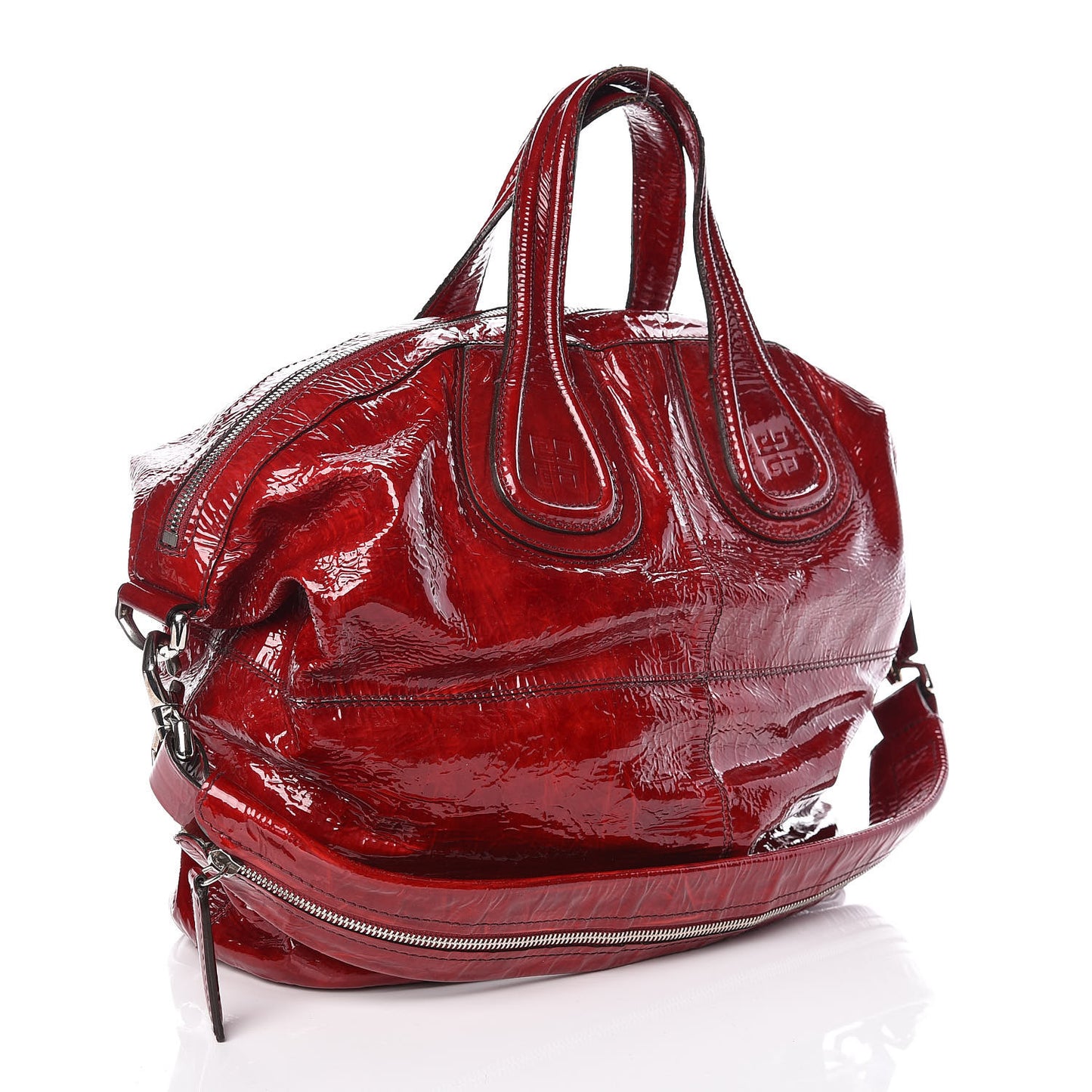 Crinkled Patent Calfskin Medium Nightingale Red