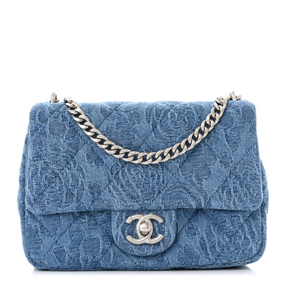 Chanel Denim Quilted Camellia Sweetheart Mini Flap Blue 1 of 11