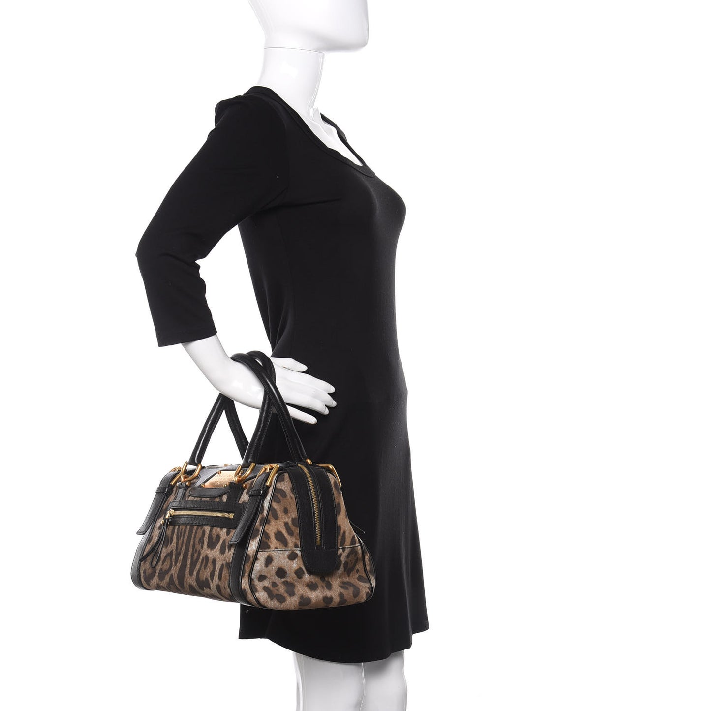 Canvas Leopard Print Miss Easy Way Satchel Black