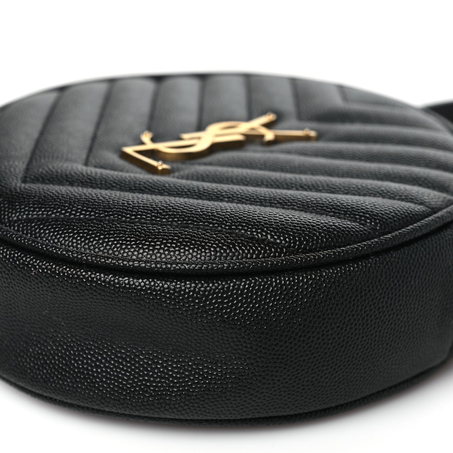 Grain De Poudre Matelasse Chevron Quilted Round Vinyle Camera Bag Black
