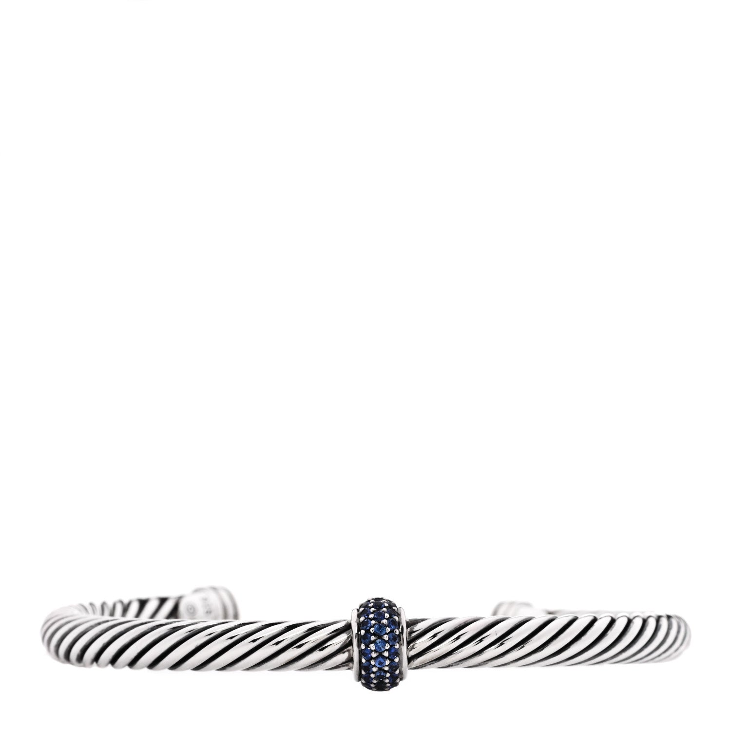 David Yurman Sterling Silver Blue Sapphire 5mm Cable Classics Single Station Bracelet 1 of 4