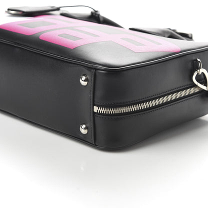 Prada City Calfskin Racing Logo Bowler Black Fuxia 8 of 10