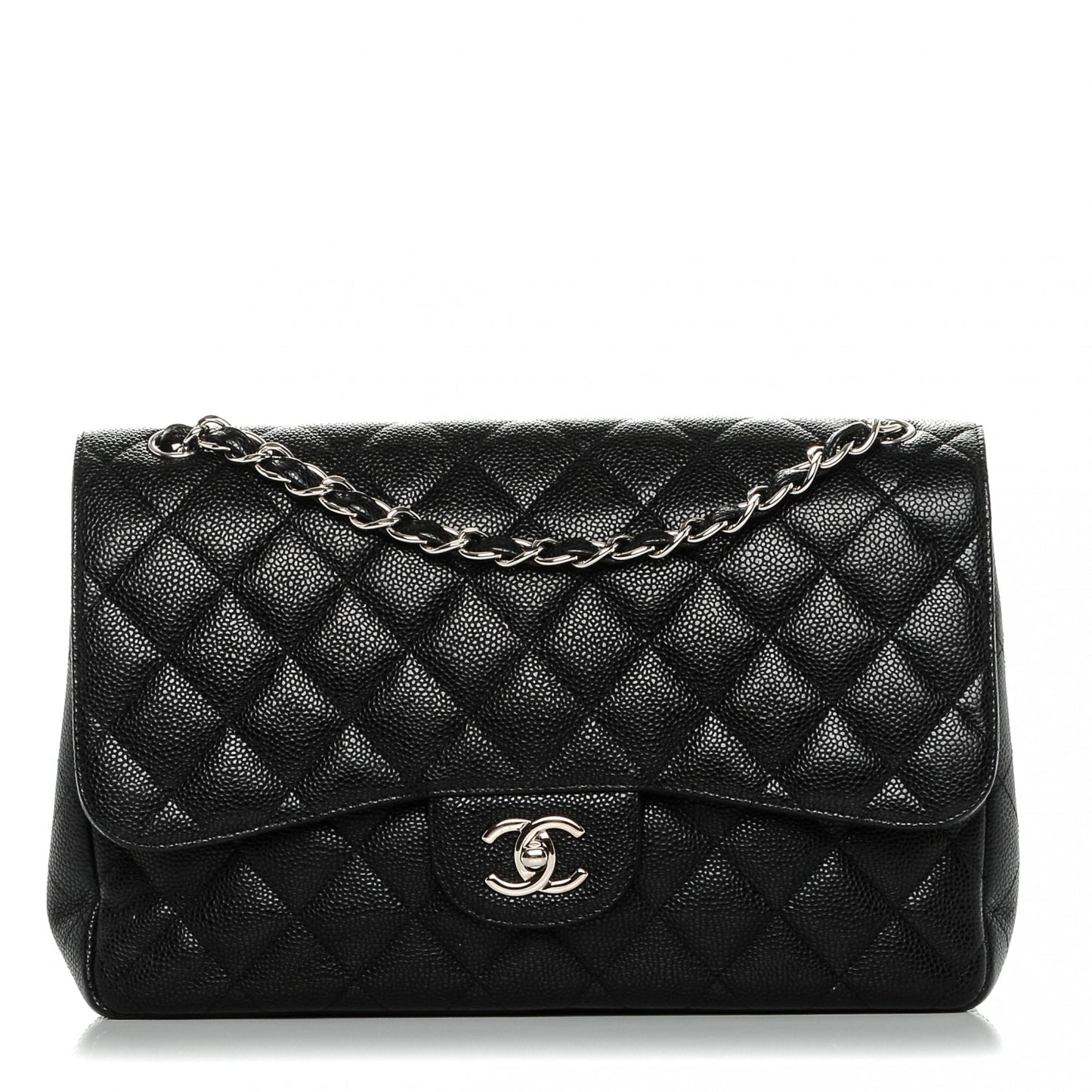 Caviar Quilted Jumbo Double Flap Black